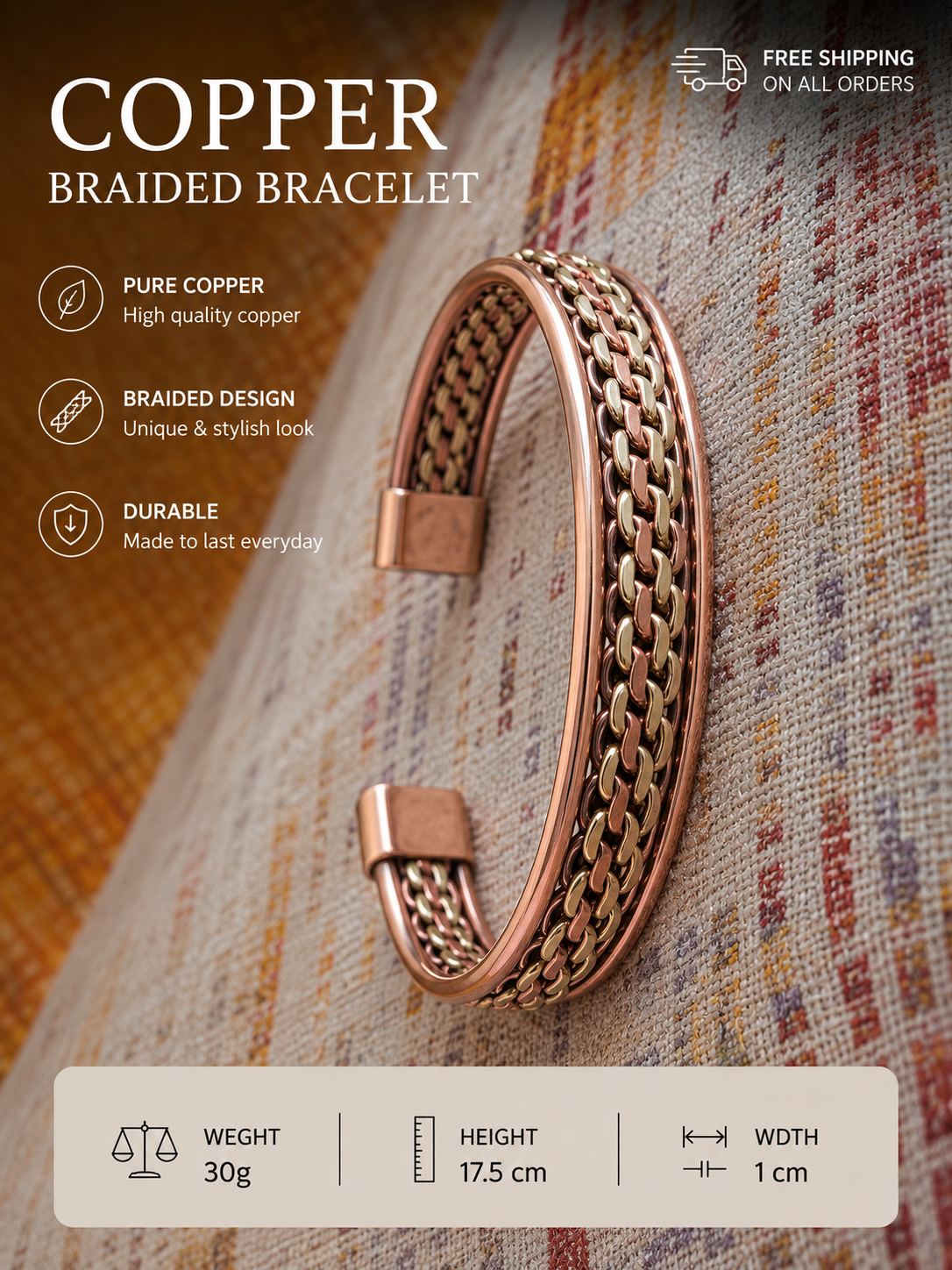 Bronze Multi-Line Copper Bracelet