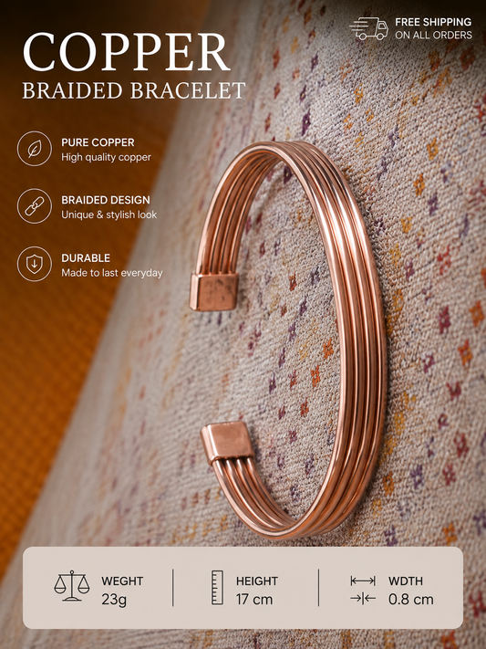 Bronze Braided Copper Bracelet